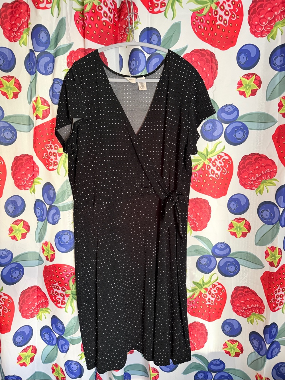 Black Polka Dot Wrap Dress - Women's